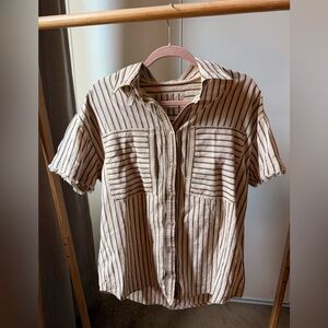 We The Free Beige and Black Striped Casual Shirt